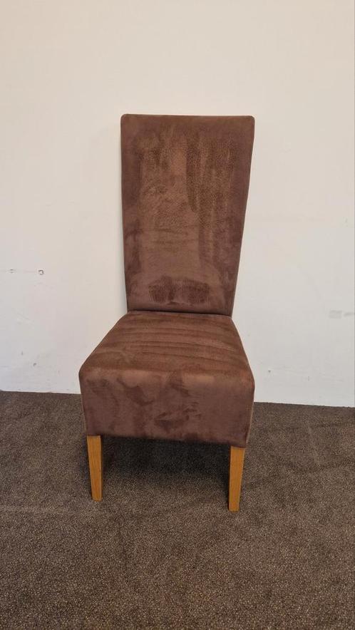 Set van 2 eetkamerstoelen, Huis en Inrichting, Stoelen, Zo goed als nieuw, Stof, Bruin, Ophalen