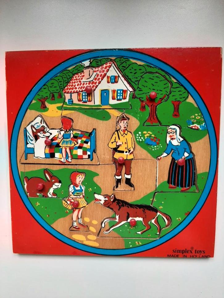 Vintage Simplex houten nopjespuzzel, Kinderen en Baby's, Speelgoed | Kinderpuzzels, Gebruikt, Van hout, Ophalen of Verzenden