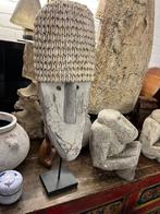 Javaans masker bewerkt met schelpen uit Indonesie handwerk, Antiek en Kunst, Kunst | Beelden en Houtsnijwerken, Ophalen of Verzenden