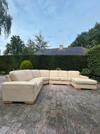 Lederen Hoekbank Crème - Gebruikt, Huis en Inrichting, Fauteuils, Ophalen, Gebruikt, 100 tot 125 cm, Leer