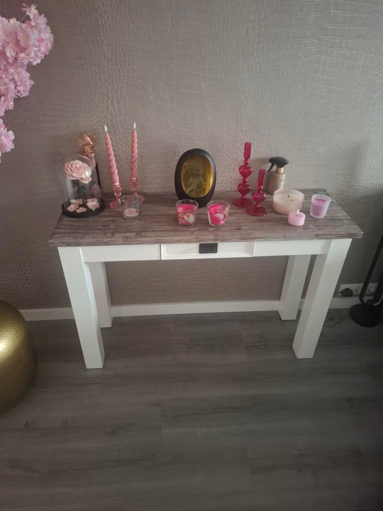 Meubelset wit met bruin eiken, Gebruikt, 200 cm of meer, Ophalen of Verzenden, Rechthoekig