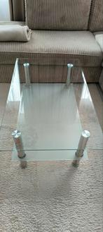 Glazen salontafel, Huis en Inrichting, Tafels | Salontafels, Gebruikt, 100 tot 150 cm, Minder dan 50 cm, Rechthoekig