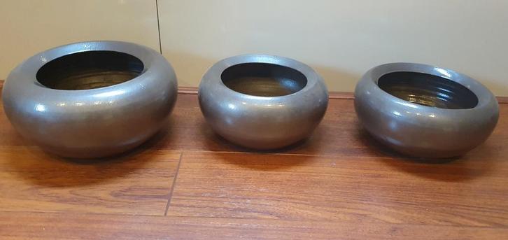 3 Bruine Bloempotten - Verschillende Maten, Tuin en Terras, Bloempotten, Ophalen