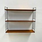 vintage wandrek met 3 houten planken en draadstaal dragers, Huis en Inrichting, Woonaccessoires | Wandplanken en Boekenplanken