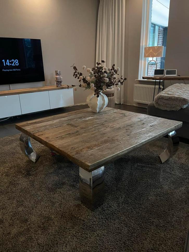 Salontafel Rofra Railway Opium 120x120, Huis en Inrichting, Tafels | Salontafels, Gebruikt, Minder dan 50 cm, 100 tot 150 cm, Vierkant