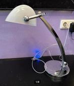 Notaris lamp glas wit chroom, Huis en Inrichting, Lampen | Tafellampen, Ophalen of Verzenden, Modern, Minder dan 50 cm, Glas