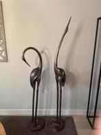 Unieke Set 2 bronzen kraanvogels - levensgroot, Ophalen of Verzenden, Huis en Inrichting