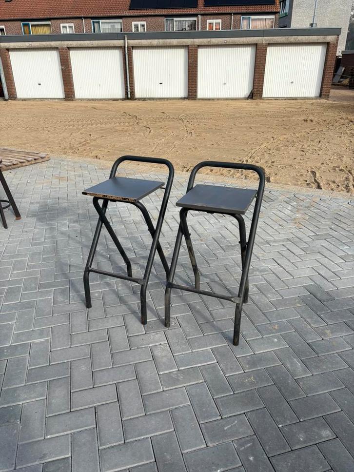 Grote partij barkrukken, Huis en Inrichting, Barkrukken, Gebruikt, 60 tot 90 cm, Hout, Metaal, 5 krukken of meer, Met voetsteun