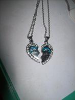 Ketting set Zilvertint Halve Harten Beste Friends, Ophalen of Verzenden, Nieuw, Zilver, Overige materialen