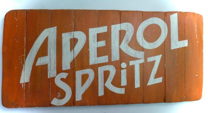 Groot Italiaans houten reclame bord / Aperol Spritz / Italië, Verzamelen, Merken en Reclamevoorwerpen, Zo goed als nieuw, Reclamebord