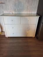Ladekast met glasplaat aangeboden, Huis en Inrichting, Kasten | Ladekasten, 100 tot 150 cm, Ophalen of Verzenden, Zo goed als nieuw