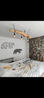 Industriële hanglamp met drijfhout, Ophalen of Verzenden, Zo goed als nieuw, Hout, Minder dan 50 cm