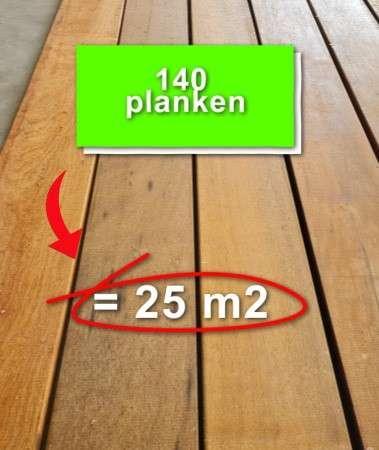 PROMOTIE BUNDEL 25m2 VLONDERPLANK 21x145x1250 ITAUBA 140 stu, Tuin en Terras, Terrasdelen en Vlonders, Nieuw, Hout, Ophalen of Verzenden