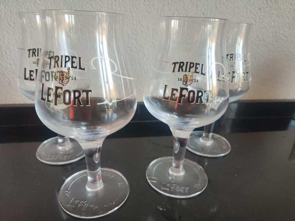 4 Tripel LeFort Bierglazen 50 cl, Ophalen of Verzenden, Zo goed als nieuw, Glas of Glazen, Overige merken