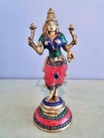 LAKSHMI BEELD BRONS STONEWORK 26 CM, Ophalen of Verzenden, Nieuw, Religie