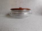 Leerdam Glazen Koekschaal Houten deksel Jaques Boon, Antiek en Kunst, Ophalen of Verzenden