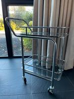 Trolly - serveerwagen - drankenwagen chroom, Huis en Inrichting, Ophalen, Gebruikt, 50 tot 100 cm, Glas