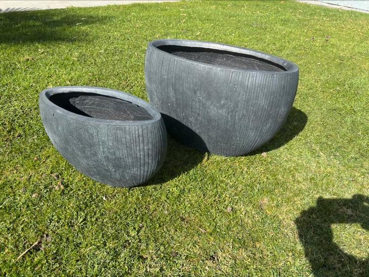 Nieuwe set bloembakken plantenbakken ribbel, Tuin en Terras, Bloembakken en Plantenbakken, Zo goed als nieuw, Steen, Balkon, Minder dan 60 cm