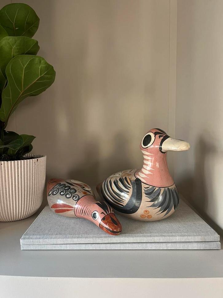 Handbeschilderde Mexicaanse Tonalá Keramiek Eenden Set van 2, Antiek en Kunst, Antiek | Keramiek en Aardewerk, Ophalen of Verzenden
