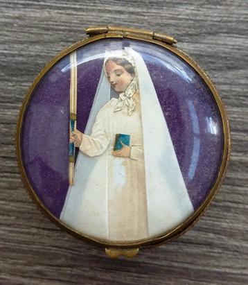 Om 1900 - 1925 Rozenkrans Doos Communicant Communie Kind beschikbaar voor biedingen