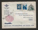 Envelop London Melbourne race 1934, Postzegels en Munten, Brieven en Enveloppen | Nederland, Ophalen of Verzenden, Envelop