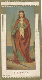 Mooie oude devotieprent H. Barbara gouddruk, Verzenden, Zo goed als nieuw, Kaart of Prent, Christendom | Katholiek