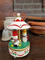 oude kerst - houten speeldoosje met sneeuwmannen, Diversen, Kerst, Ophalen of Verzenden