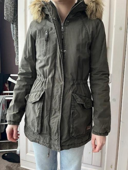 dames parka met cappuchon, Kleding | Dames, Jassen | Winter, Gedragen, Maat 34 (XS) of kleiner, Groen, Ophalen of Verzenden
