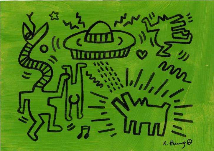 Keith Haring Artwork, Antiek en Kunst, Kunst | Schilderijen | Abstract, Ophalen of Verzenden