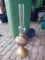 antieke koperen olielamp lamp met glas, Ophalen