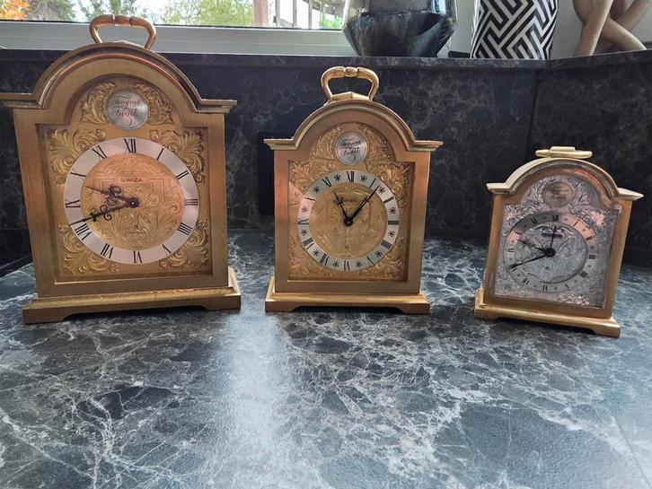 Swiza Tafelklokken - Set van 3, Antiek en Kunst, Antiek | Klokken, Ophalen of Verzenden