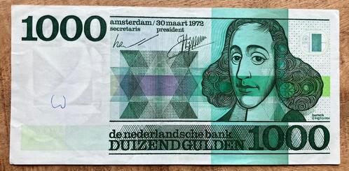 1000 gulden biljet 'Spinoza' uit 1972, Postzegels en Munten, Bankbiljetten | Nederland, Los biljet, 1000 gulden, Ophalen