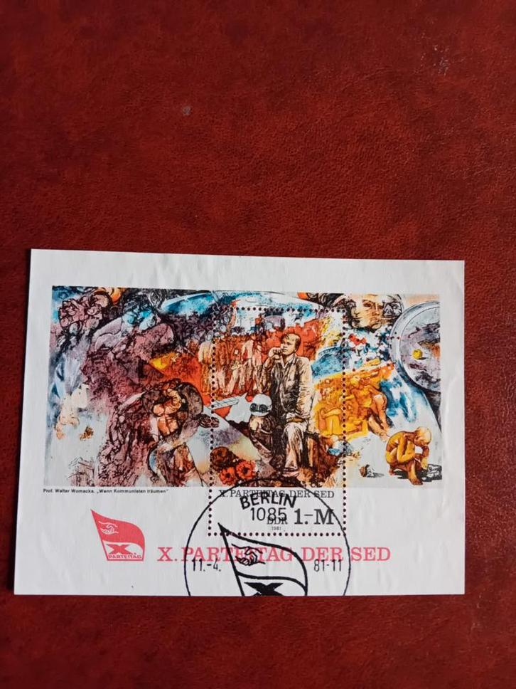 DDR Postzegel Enveloppe X. Parteitag der SED 1981, Postzegels en Munten, Postzegels | Europa | Duitsland, Ophalen of Verzenden