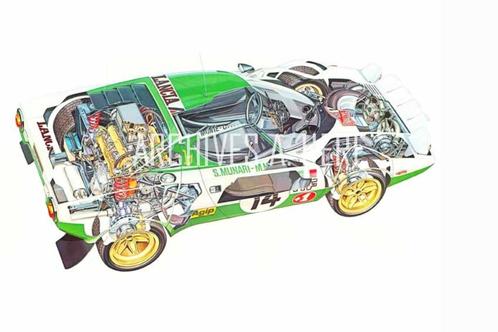 Lancia Stratos rally car automobile design drawing A4, Verzamelen, Merken en Reclamevoorwerpen, Nieuw, Overige typen, Verzenden