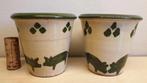2 bloempotjes, terracotta, geel, print varkens, H 9cm, D 7cm, Tuin en Terras, Rond, Binnen, Ophalen of Verzenden, Aardewerk