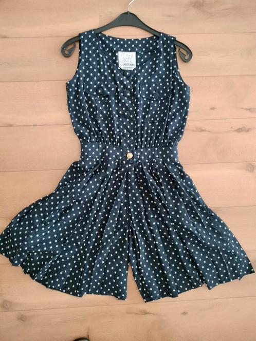 MOSCHINO,korte jumpsuit, marine blauw met sterren,mt.36-38, Kleding | Dames, Jumpsuits, Zo goed als nieuw, Maat 36 (S), Blauw