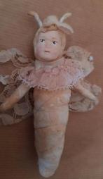 Prachtig brocante wattenpop vlindertje met kanten vleugels, Antiek en Kunst, Curiosa en Brocante, Ophalen of Verzenden