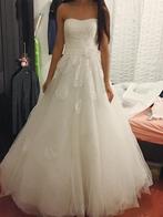 Strapless trouwjurk maat 32 met bloemen, Verzenden, Zo goed als nieuw, Wit, Trouwjurk