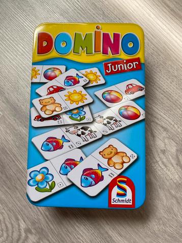 Nieuw junior domino spel in opberg blikje. beschikbaar voor biedingen