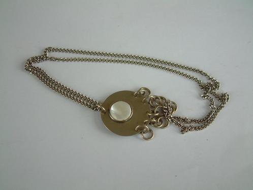 lange retro ketting met hanger met parelmoer parlemoer, Sieraden, Tassen en Uiterlijk, Kettingen, Overige materialen, Met hanger