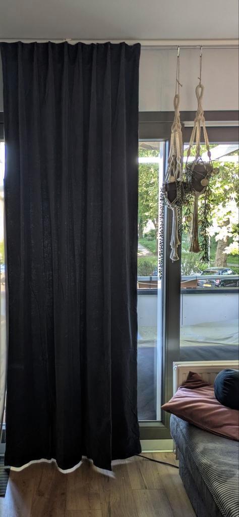 2 keer (258x137) velours gordijnen Ikea Sanela, Huis en Inrichting, Stoffering | Gordijnen en Lamellen, Zo goed als nieuw, 200 cm of meer