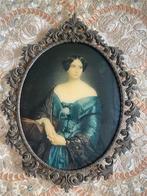 Portret dame in barokke lijst, Antiek en Kunst, Curiosa en Brocante, Ophalen of Verzenden