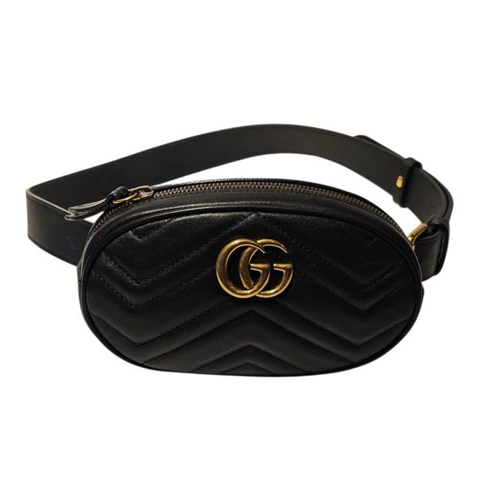 GUCCI 476434 GG Marmont Body Bag Black, Sieraden, Tassen en Uiterlijk, Tassen | Damestassen, Gebruikt