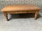 Massief grenen salontafel – met laatje – landelijke stijl, Ophalen, Gebruikt, 100 tot 150 cm, 50 tot 100 cm