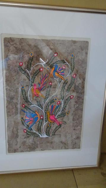 schilderij boomschors met oplichtende verf bij black-light beschikbaar voor biedingen