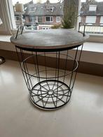 Metalen Opbergmand/Bijzettafel met Houten Deksel - Nieuw!, Ophalen, Minder dan 45 cm, Minder dan 55 cm, Metaal of Aluminium
