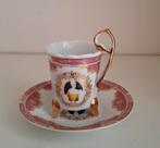 Espressokoffie met schotel,  vintage met portretje, Ophalen of Verzenden
