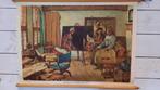 schoolplaat / wandkaart Rembrandt in zijn schilderscaemer, Ophalen of Verzenden, Geschiedenis