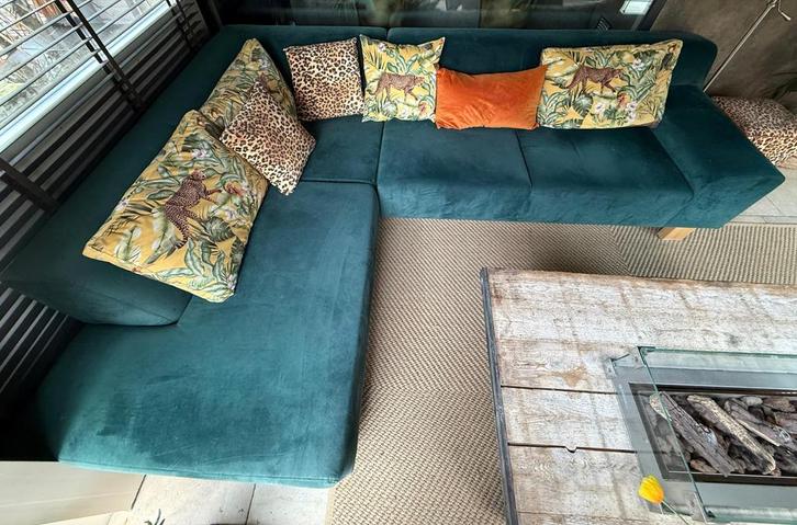 Mooie grote 6 persoons hoekbank, Huis en Inrichting, Banken | Bankstellen, Gebruikt, Vierpersoons of meer, Stof, Ophalen