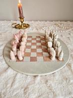 Spekstenen schaakbord roze beige handgemaakt!, Gebruikt, ., Ophalen of Verzenden, .